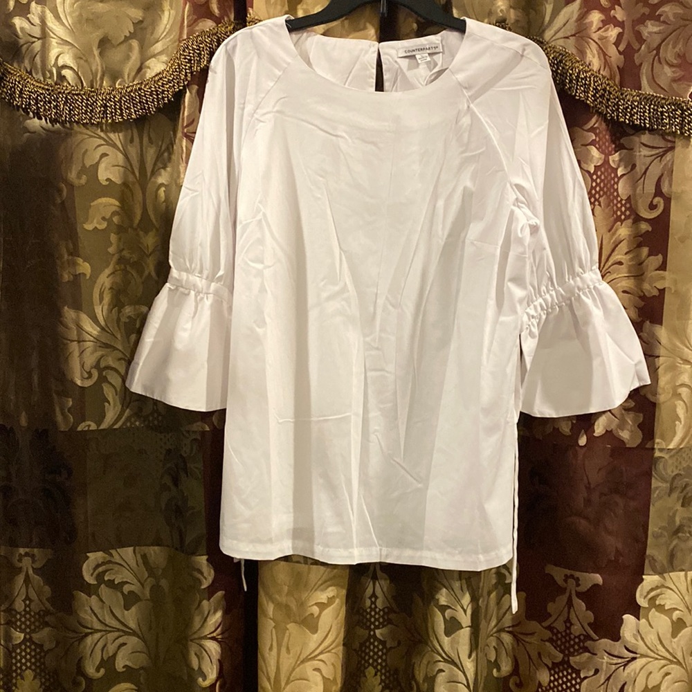 White blouse flare sleeves